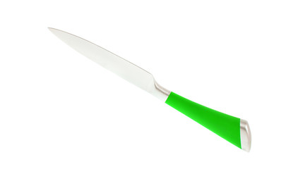 Green Steel Kitchen Knife. Isolated