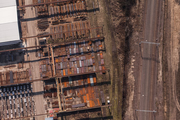 aerial view of railway and steel magazine