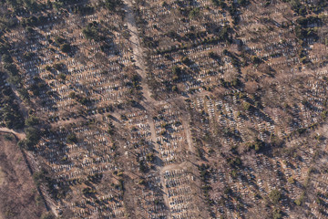 aerial view of  graveyard