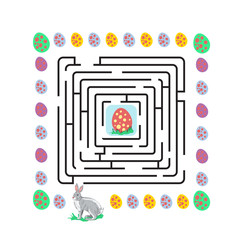 Illustration of easter maze with rabbit