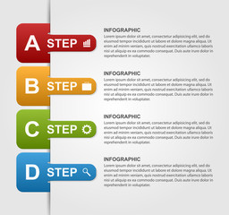 Infographics design with colored paper bookmarks.