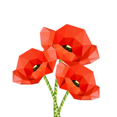 Illustration of red origami poppies