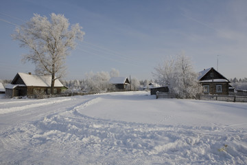landscape in winter in russia