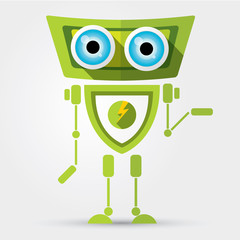 Cartoon Character Cute green Robot