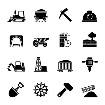 Silhouette Mining and quarrying industry icons