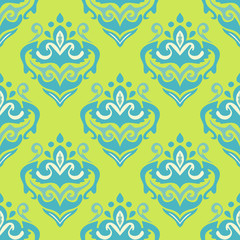 Damask flower vector seamless background