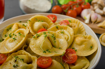Homemade big tortellini