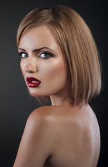 Fototapeta premium Sexy young woman with bob hairstyle