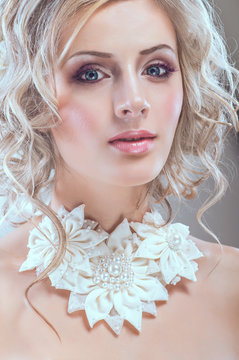 Portrait of young pertty bride