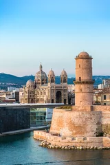 Peel and stick wall murals Mediterranean Europe Saint Jean Castle and Cathedral de la Major  in Marseille