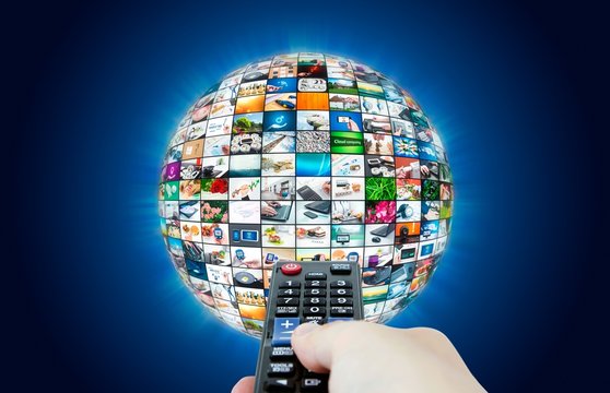 Television broadcast multimedia sphere abstract composition