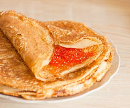 Pancake with caviar