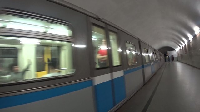 Train in subway Moscow Russia 