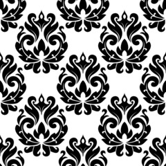 Classic black floral damask seamless pattern