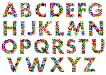 Colorful upper case alphabet letters