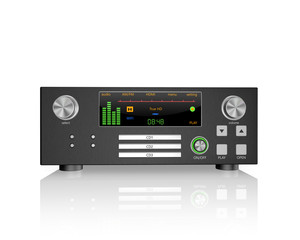 Fototapeta premium black music receiver isolated on white background