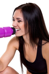 Fitness woman with water - Stock Image