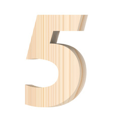 Number from wooden alphabet set isolated over white.