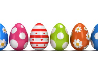 Easter Eggs row on white