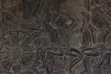 Detail wall decorations of Angkor Wat. Cambodia