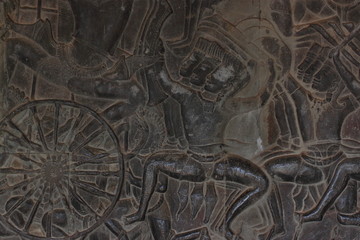 Detail wall decorations of Angkor Wat. Cambodia
