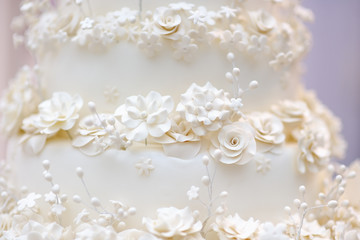 Delicious white wedding cake