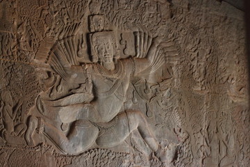 Detail wall decorations of Angkor Wat. Cambodia