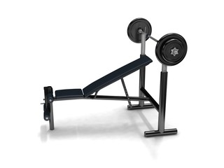 barbell and fitness stool