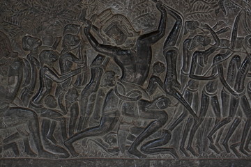 Detail wall decorations of Angkor Wat. Cambodia