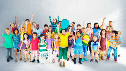 Obraz premium Multiethnic Children Smiling Happiness Friendship Concept