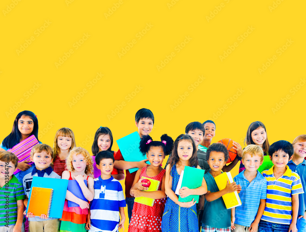 Wall mural Children Cheerful Studying Education knowledge Concept