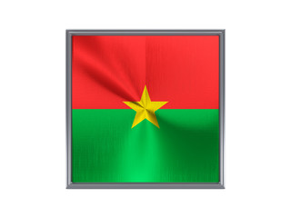 Square metal button with flag of burkina faso