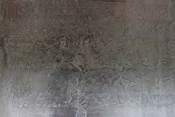 Detail wall decorations of Angkor Wat. Cambodia