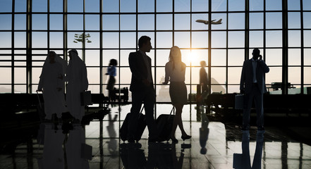 Back Lit Business People Traveling Airport Passenger Concept