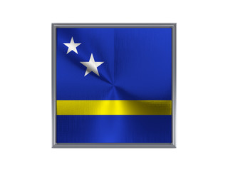 Square metal button with flag of curacao