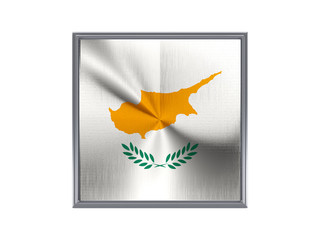 Square metal button with flag of cyprus