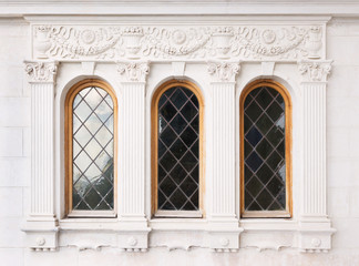 Architecture and windows of renaissance style classical building