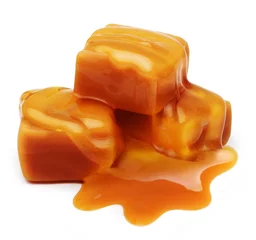 Papier Peint photo Bonbons Caramel toffee and sauce isolated