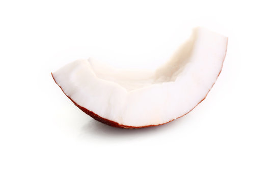 Piece of coconut isolated on white