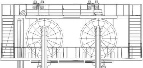 Obraz premium Wire-frame Oil and Gas industrial equipment. Tracing