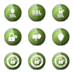 Protection Web Internet Green Vector Button Icon Design Set