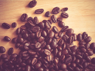 Coffee beans  with filter effect retro vintage style
