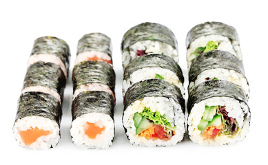 Sushi rolls isolated on white