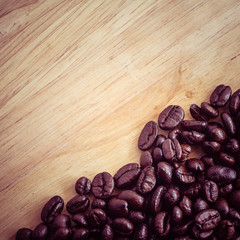 Coffee beans  with filter effect retro vintage style