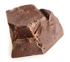Black chocolate bar isolated on white