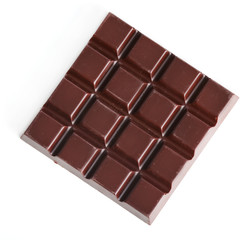 Black chocolate bar isolated on white