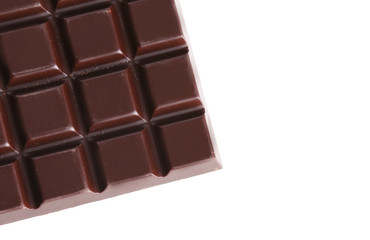 Black chocolate bar isolated on white