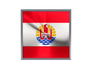 Fototapeta premium Square metal button with flag of french polynesia