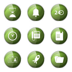 Time Duration Green Vector Button Icon Design Set