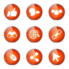 Social Internet Orange Vector Button Icon Design Set